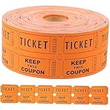 HOMSFOU Rollo De Billetes Para Rifa 1000 Piezas Papel Grueso Naranja Perforado Para Sorteos Eventos Escolares y Fiestas