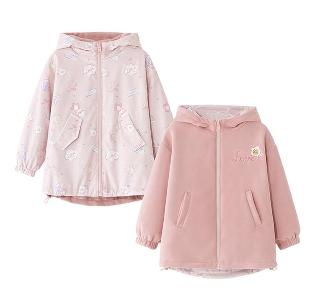 Cappotto da bambina, da indossare su entrambi i lati, per autunno, inverno e giacche calde in pile