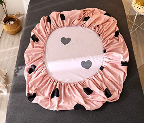 Feelyou ZLCLZSJ08 TWIN Girls Cute Heart Pattern Fitted Sheet For Kids Twin Size Lovely Pink Black Bedroom Decor Bed Sheet Set Girly Cartoon Love Geometric Bedding Set Children Modern Design Bed Cover thumb #5