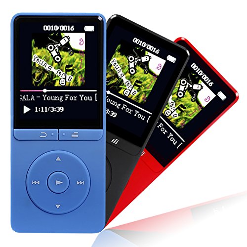 Music Player, FecPecu 8GB MP3 Player Updated Version 80 Hours Playback Hi-Fi Sound, Portable Audio Player Expandable Up to 64GB (Blue)