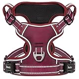 HEELE Arnés para Perros medianos sin tirones con Mango Acolchado Suave Reflectante para Entrenamiento al Aire Libre, Rojo Burdeos, M