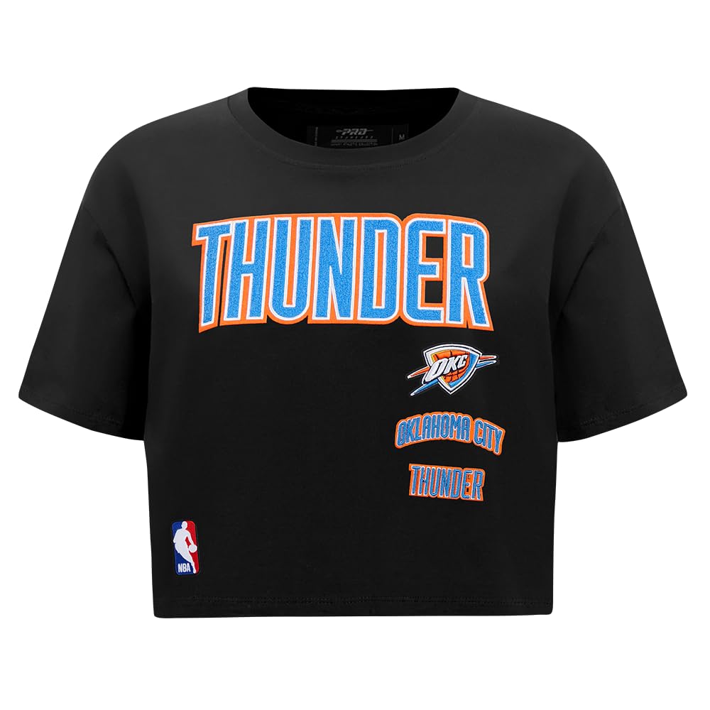 Pro Standard Womens NBA Oklahoma City Thunder Retro Classics Short Sleeve Boxy Tee Black S