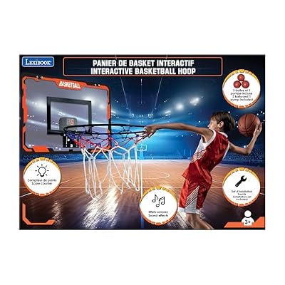 Lexibook, Interactive Basketball Hoop, Score Counter, Sound Effects, Basketball, Pump Included and Installation kit Included, JG920