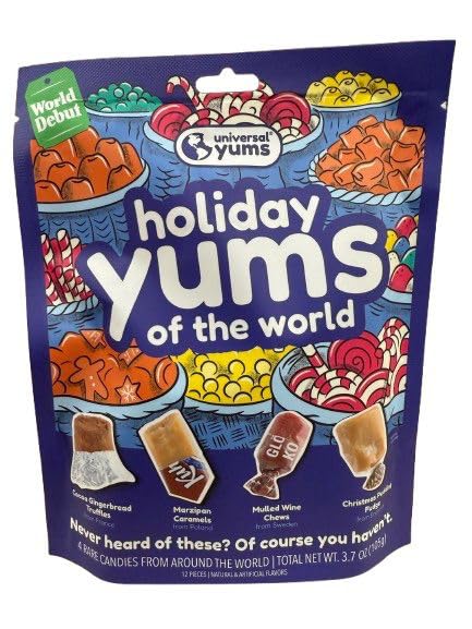 Universal Yums “Yums of the World” 3-Pack Variety Set – Holiday, Sour & Chocolate International Candy Assortment | 3 Bags (Total 10 oz) | Imported Global Flavors Gift Set