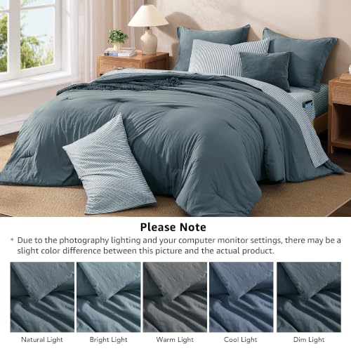 Image of Monbix Queen Comforter Set-7 Pieces Soft Bed in a Bag Queen Bedding Sets