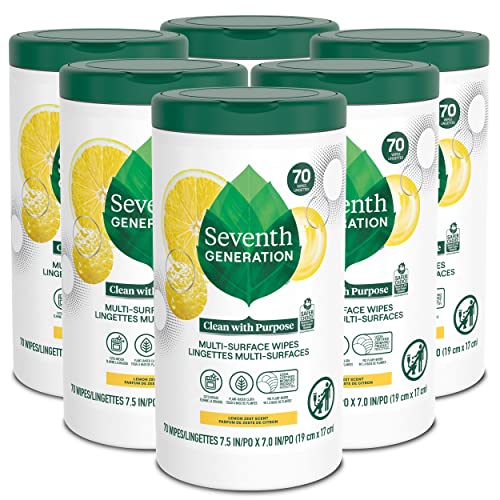 Seventh Generation Multi Surface Wipes All Purpose Cleaning Lemon Zest scent with 100% Essential...