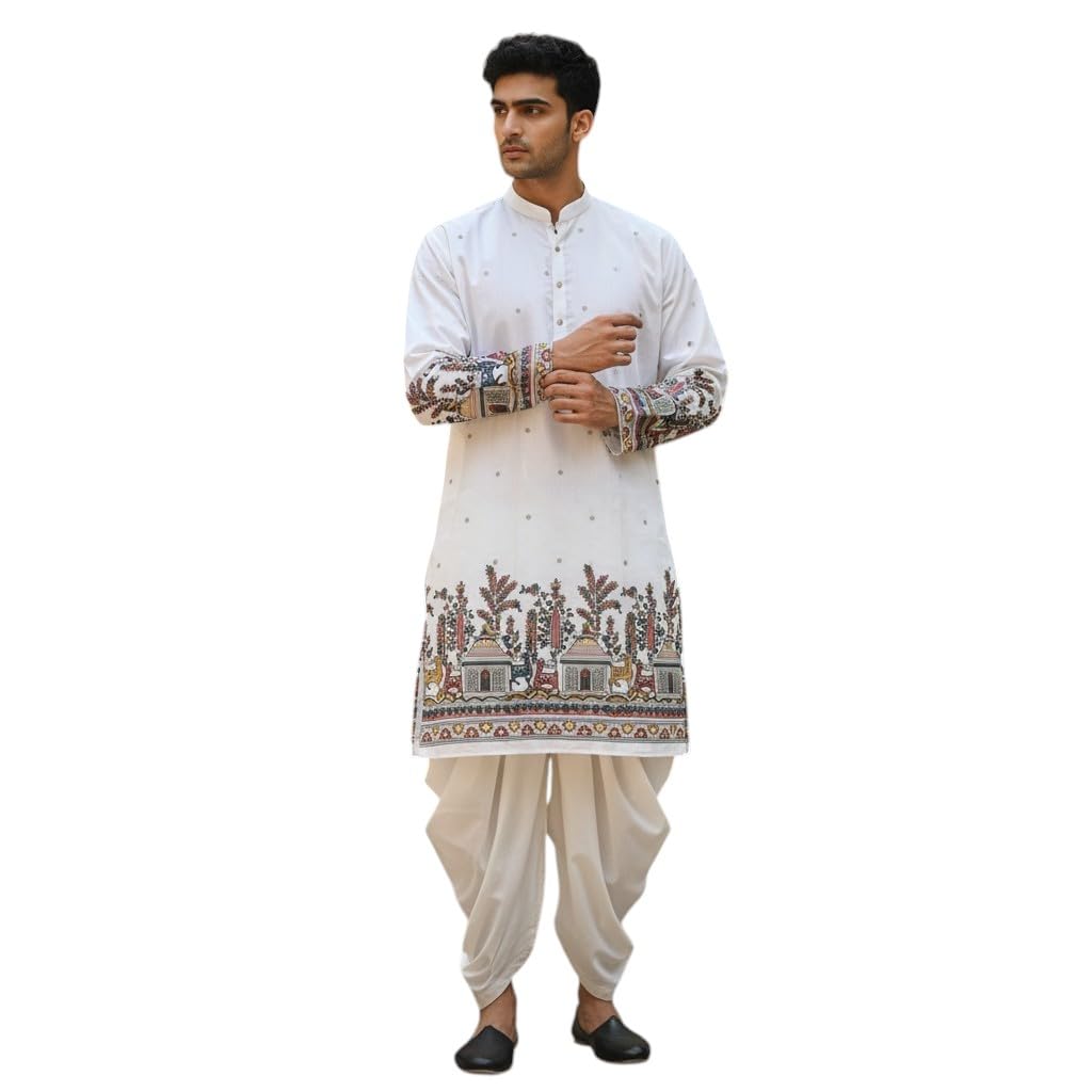 trustous Men’s Pure Cotton Kurta Dhoti Set | Traditional Ethnic Wear for Men | Comfortable Lightweight Kurta with Dhoti | Festive, Wedding, Puja & Traditional Occasion Outfit-picture-35