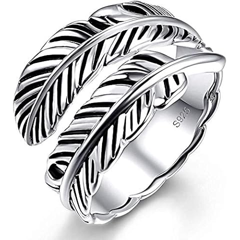 BONLAVIE 925 Sterling Silver Feather Ring Cover
