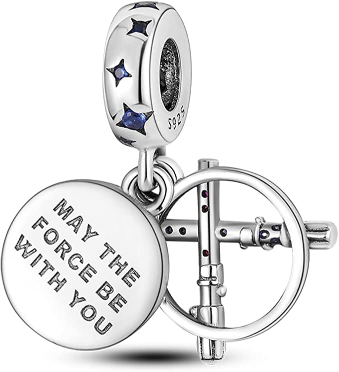 Lightsaber Dangle Charm 925 Sterling Silver Pendant,Jewelry Beads Gifts for Women Bracelet&Necklace 0244