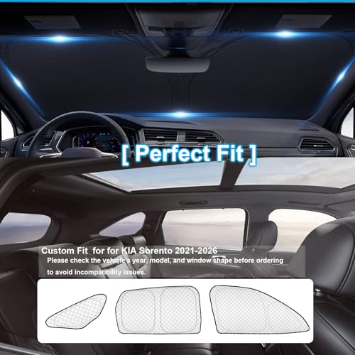 Image of KMF Windshield Sun Shade Replacement for Kia Sorento Accessories 2021-2024, 8PCS Side Window Sun Shade, Rear Window Sun Visor Shield Cover for Camping /Baby UV Block and Privacy Protect