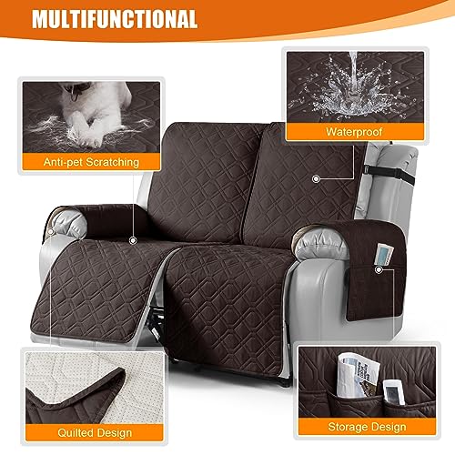 Image of VANSOFY Waterproof Recliner Couch Covers Washable, Chocolate,2 Seater XL | 1-Piece, Non-Slip with Elastic Straps, Sofa Cover with Pocket for Dogs, Pets