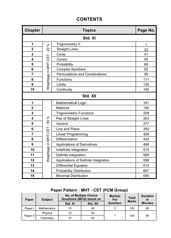 MHT-CET Score Booster for Mathematics - 54 Papers Solved Chapterwise (2025 - 2022) with 5 Online Full Syllabus Tests with solutions 2