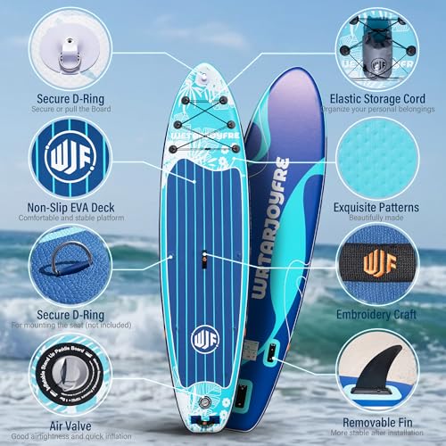 Image of Inflatable Stand Up Paddle Board, 11' x 33 inch x 6 inch Extra Wide SUP with Premium Accessories, Non-Slip Deck ISUP for All Skill Levels, Adults, Youth, Fishing, Yoga, Floating on Ocean & Lake