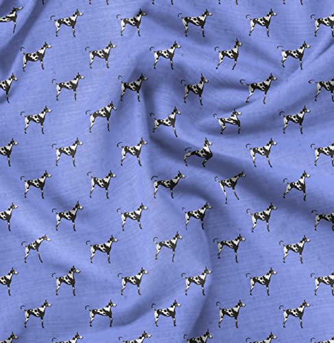 Soimoi Bleu Rayonne en Tissu Grand Danois Chien Tissu Imprime 1 Metre 42 Pouce Large