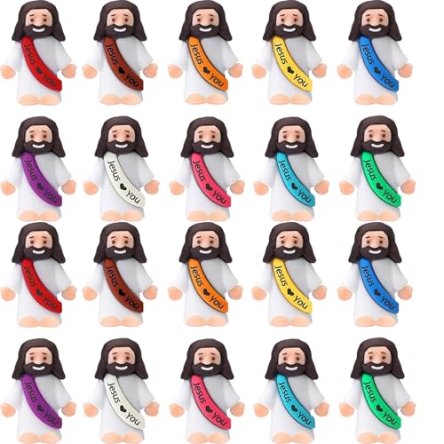 IEUHDKWL 40PCS Little Jesus Figures Mini Jesus Figures Hide and Seek Religious Party Favors Sunday School Easter Egg Stuffers