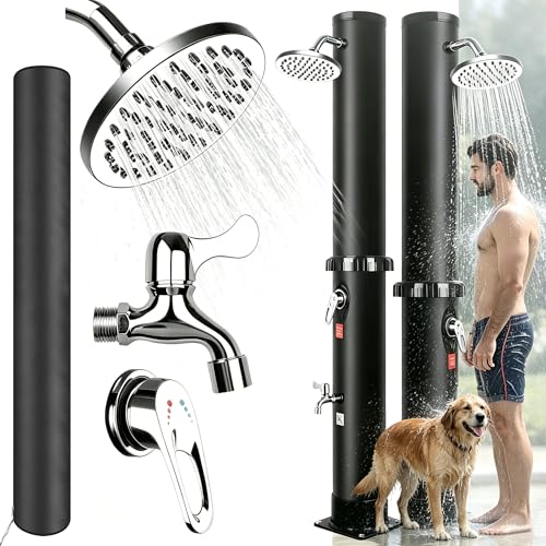 Qdreclod Solar Gartendusche 40Liter -Solardusche mit 360° Drehbarem Duschkopf und Fußhahn...
