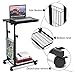 Tangkula Rolling Height Adjustable C Table, Mobile End Table with Detachable Wheels, Side Basket and Bottom Mesh Storage, Space-Saving Slide Under Sofa Table for Living Room Bedroom