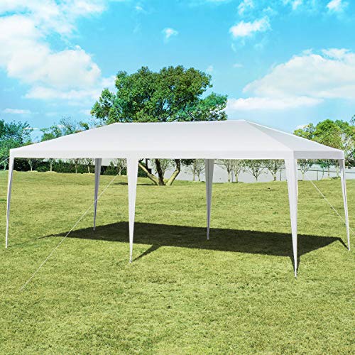 COSTWAY 6x3m Pavillon Gartenpavillon Partyzelt, Gartenzelt für Partys, Hochzeit & Aktivitäten, Weiß