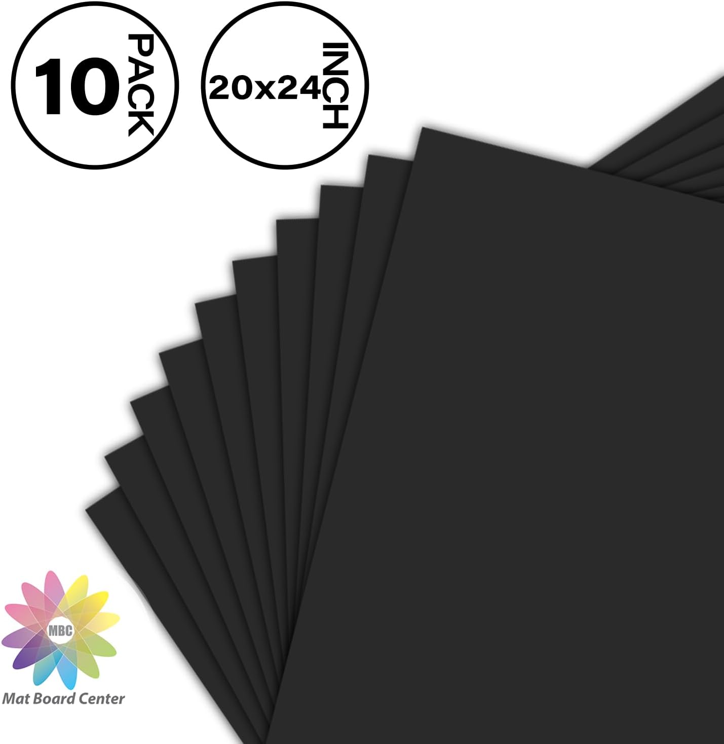 Mat Board Center, 10 Pack 20x24 Black Uncut Mat Boards/Backing Matt Boards for Crafts, Frames, Photos and More - Image 2