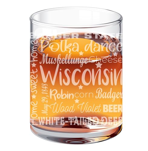 Wisconsin Whiskey Glass, Personalized State Engraved Whiskey Glass, Custom Glass 12oz