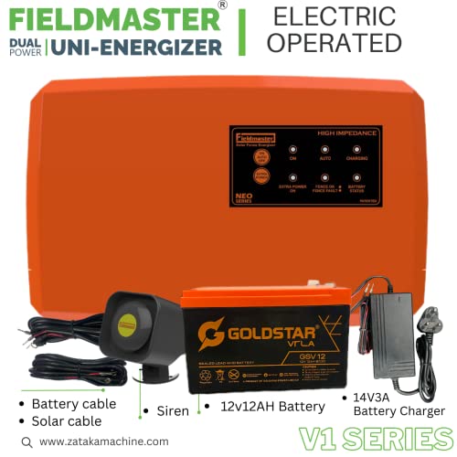 Image of Fieldmaster Zatka Machine for Farm - Agricultural, Industries, Residential Area Electric & Solar Operated Jhatka Machine with Battery (5 Joule - 40 Acre Covered)