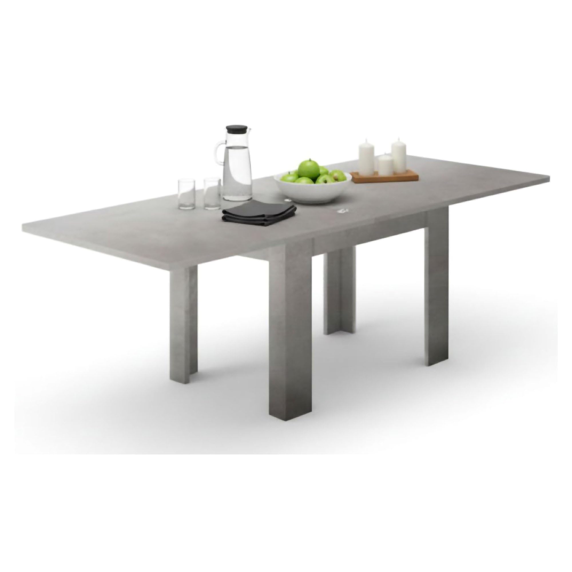 Dmora - Table extensible Otto, Console auxiliaire de cuisine, Table extensible, 100% Made in Italy, 90x90h75 cm, Gris