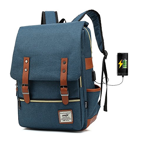 TEIMOSE J013 Mochila Portátil Casual del Trabajo Diario Camping Viaje, Mochila para Portátil Multiusos Daypacks con Puerto de Carga USB (dark blue) Cover