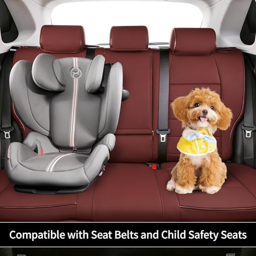 Image of EKR Rav4 Seat Covers Custom Fit for Toyota Rav4 2021-2024 Prime SE,XSE & 2019-2025 Hybrid /PHEV SE,XSE, Leather Car Seat Cover Full Set for SUV,Faux Leather(Burgundy)