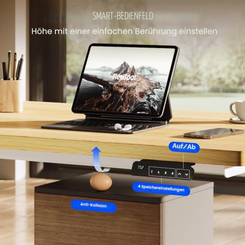 FLEXISPOT Höhenverstellbarer Schreibtisch mit Dualmotor 160×80 cm – Ansicht 6