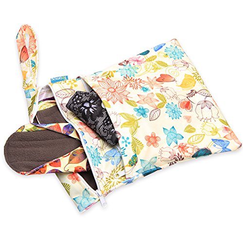 Image of Teamoy 6Pcs 10 Inches Sanitary pad, Reusable Washable Cloth Menstrual Pads /Panty Liners with Wet Bag, Super-Absorbent, Soft and Comfortable, Perfect for General Flow(Medium, Blocks)