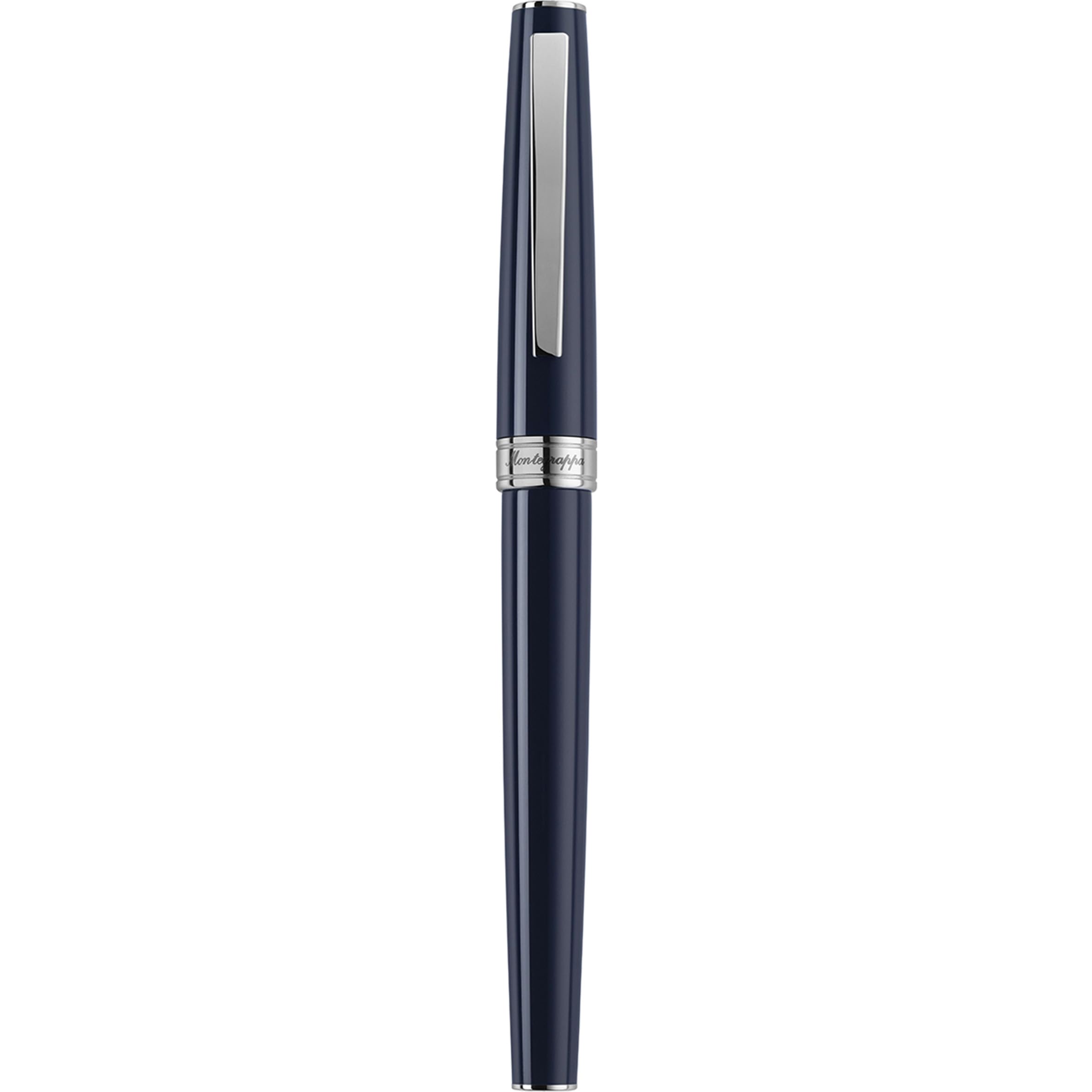 Montegrappa Armonia Füllfederhalter Dark Blue, Harzgehäuse mit Edelstahl-Details, Edelstahlfeder Stub 1,4, Patrone und Konverter, Geschenkbox, ISA1R3AD