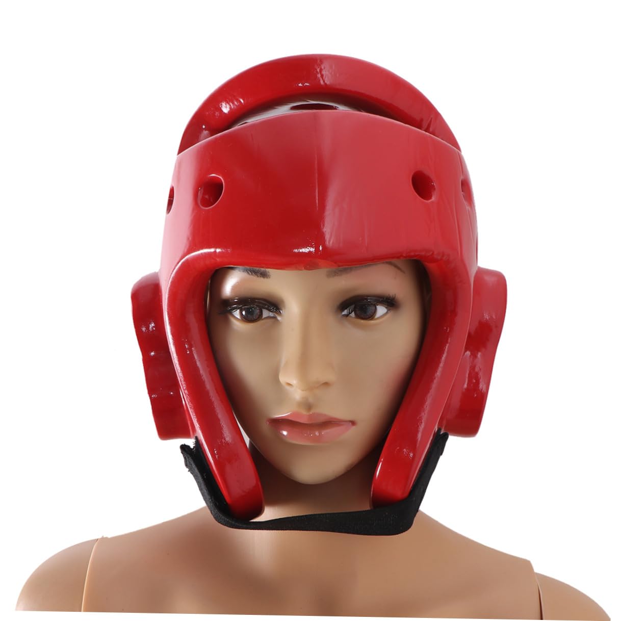 Casco Taekwondo per Ragazzi in EVA Rosso, Aperto e Ventilato per Sparring | Casco da Allenamento Leggero per Taekwondo e Karate, Protezione Orecchie, Fronte e Retro, Taglie XS-XL per
