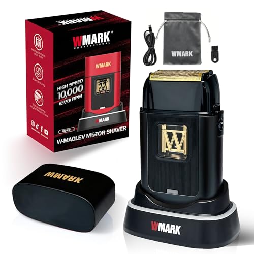 WMARK Electric Foil Shavers for Men Electric Razor for Men Beard Shaver Cordless Maglev Vector Motor 10000RPM, Stainless Steel Gold-Titanium Coating 3 Floating Blades, USB-C Rechargeable NG-XS1