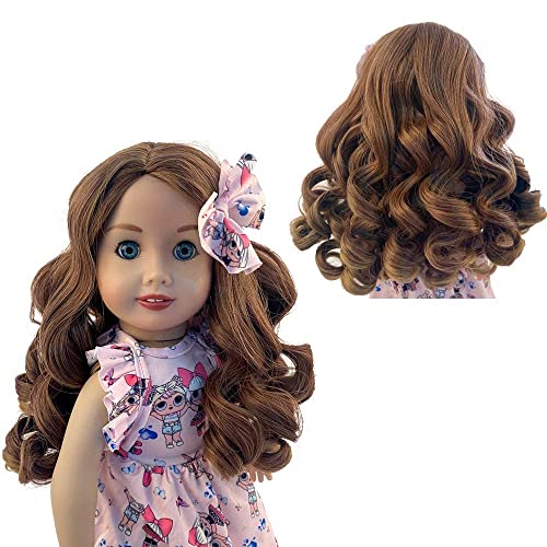 MUZIWIG Doll Hair Wig for 18 Inches Doll Girls Gift, Dark Brown Curly Heat Resist Doll Wigs for 18'' Dollsï¼Œ Doll Wigs for 18 inch Dolls, American Girl Doll Wig.