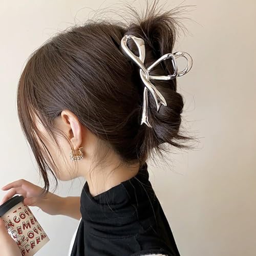 Pinzas de cabello plateadas de metal para cabello grueso