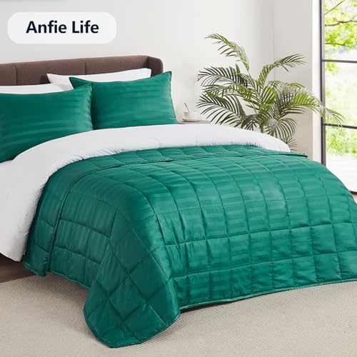 Image of Weighted Blanket Queen Size (60 inchx80 inch 15lbs),Ultra Soft and Cozy Cooling Weighted Blanket Queen Size for Adult,Heavy Blanket with Machine Washable Soft Blanket, Green
