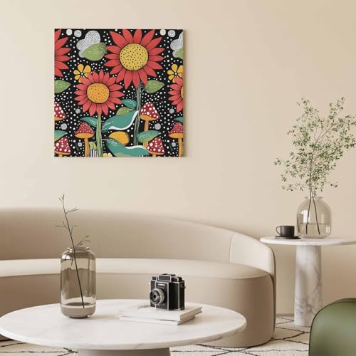 VamJump アートパネル 絵画 花 こどもの日 春 抽象 水彩画 ひまわり キノコ インテリア 壁掛け 北欧風 子供部屋 かわいい キャンバスプリント 1:1 リビング 保育園 プレゼント ギフトトイレ 部屋に飾る絵 アート 絵 置物 雑貨 癒しグッズ