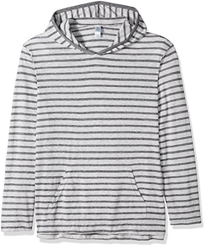 Alternative Men's Marathon Pullover Hoodie, eco Grey Riviera Stripe, X Large