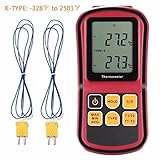 Digital Thermometer, Liumy 110V LCD Dual-channel Temperature Controllers, Temperature Meter Tester for K/J/T/E/R/S/N Thermocouple, Celsius and Fahrenheit Accurate to ±0.1%+0.6℃