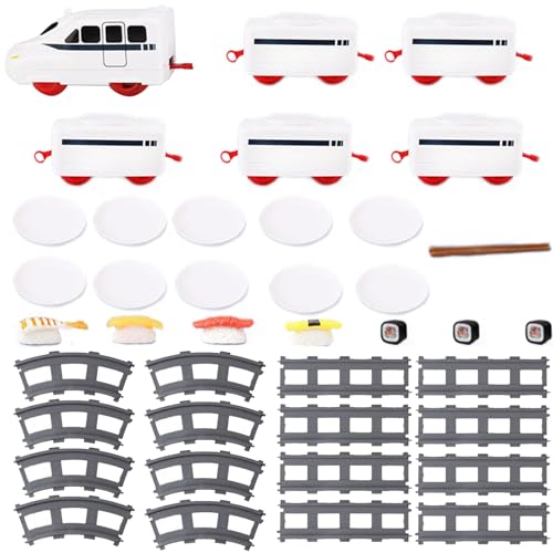 Neroyaner Sushi Train Rotating Food Train for Table Household Dinner Train with Rail Conveyor Belt, Serving Tray Battery Powered Train Table for Party, Display Table, Swing Plate Trend