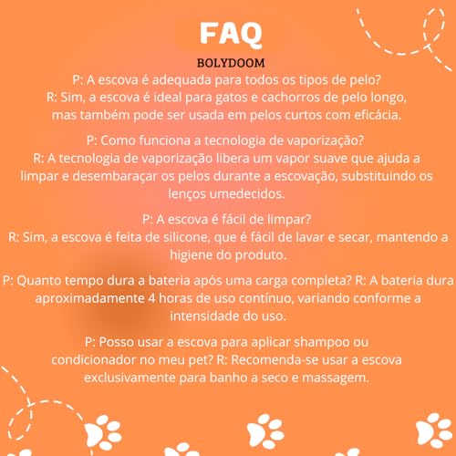 Escova Removedora Tira Pelos com Vaporização 3 em 1 - Banho a Seco, Massagem e Limpeza - Silicone Su