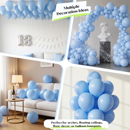 Image of Togvu Pastel Blue Balloons, 50Pack 12 Inch Baby Light Blue Latex Party Balloons for Birthday Bridal Baby Shower Gender Reveal Easter Party Decorations
