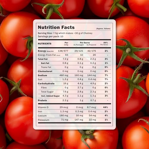 Image of Chutnefy Tomato Chutney | 250g Freeze-Dried Instant Dry Mix | Just Add Water to Make 15+ Servings (800g) | 0% Preservatives or Additives