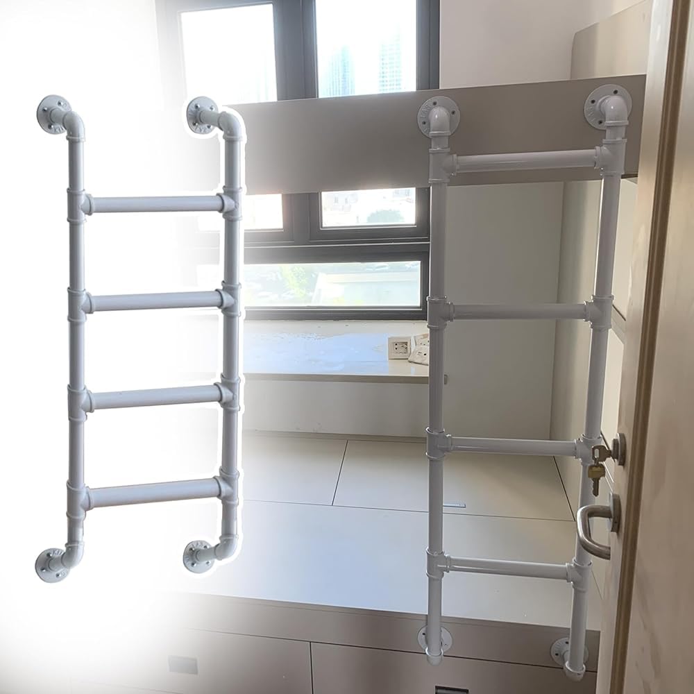 Wall Fixed Ladder, Steel Wall Mounted Ladder For Bunk Bed Multicolor 100-150cm(White,100cm)