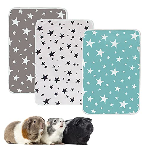 3PCS Tapis de Propreté Lavables Réutilisables pour Cage de Cochon d'Inde,Bébé Matelas Imperméable,Tapis de Dressage pour Petits Animaux, Hamsters,Lapins(35*45cm)