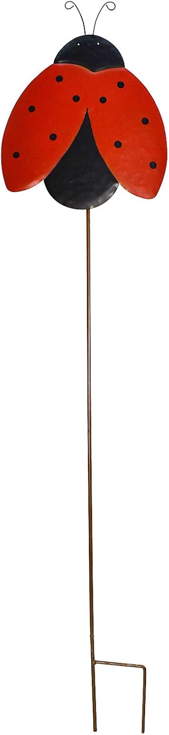 Decorative Ladybug Garden Decor Outdoor Ladybug Garden Stake Decor, Metal Ladybug Yard Stake Garden Insect Decor Patio Lawn Backyard Decor (Red Ladybug B)