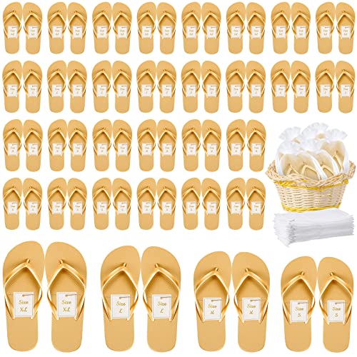 Image of Unittype Flip Flops Bulk for Wedding Guest Slippers Wedding Flip Flops with Cards Bags for Pool Beach Party