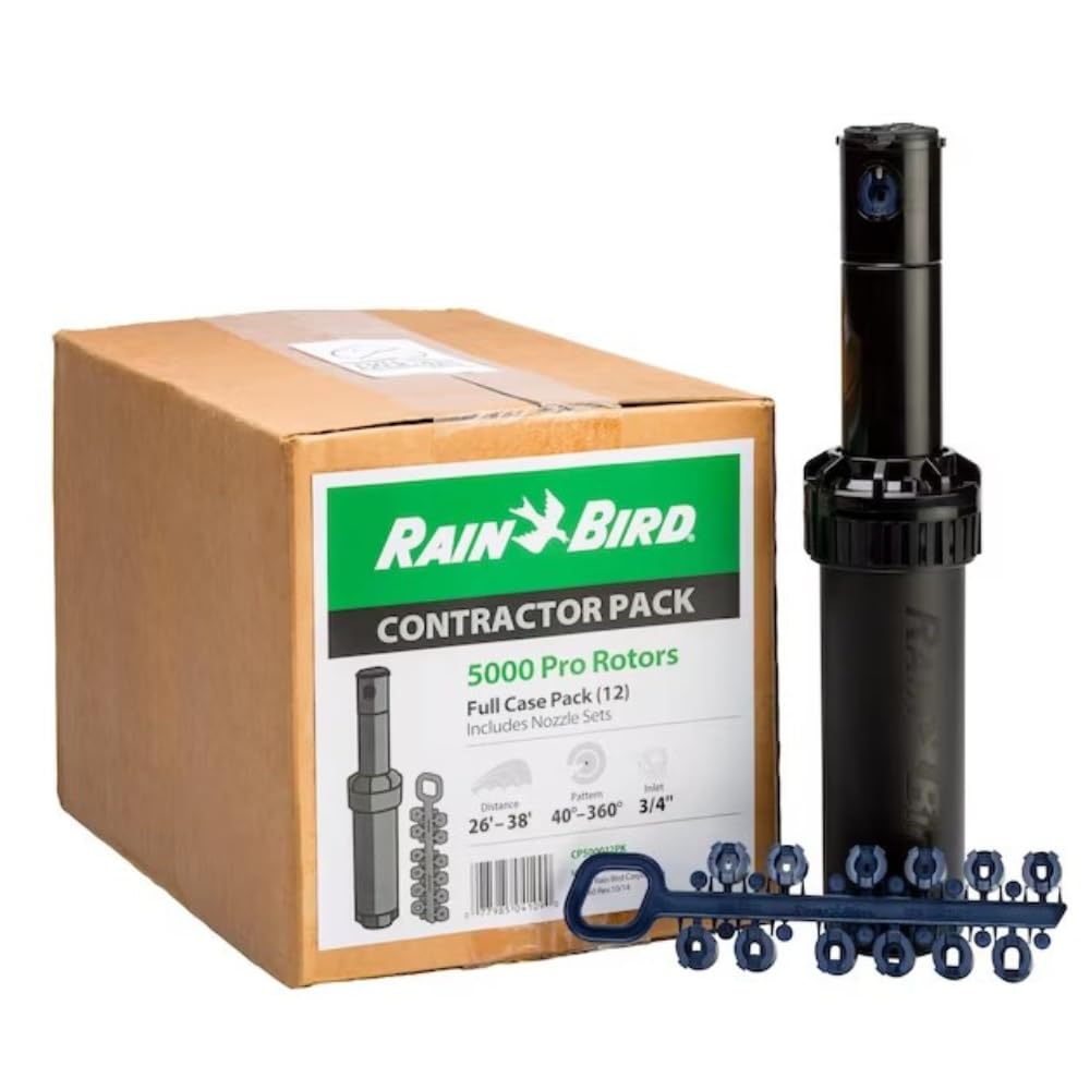 Rain Bird CP500012PK Professional Quality Rotary Sprinkler with Set of 12 Professional Nozzles, Sector Adjustable from 40° to 360°, Spray Distance 7.5 to 15 m