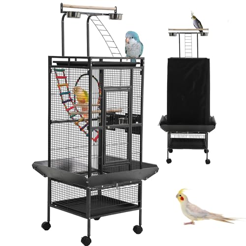 Large Bird Cages for Parakeets, Cockatiel Cage for Birds with Parrot Toys,Birdcage Covers for Night,Skirt Seed Catcher, Play Top for Conure Canary Finch Lovebird Pigeon Budgie Quaker Parrot