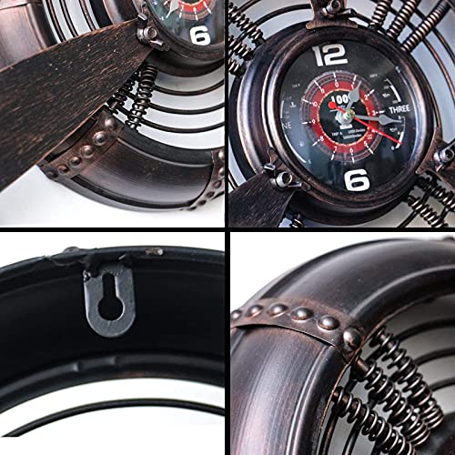 Wruj Airplane Propeller Wall Decor, Metal Vintage Industrial Wall Art Clock, Aviation Pilot Gifts, Office/Bedroom Home Wall Sculptures, L70×H65Cm #TOP3